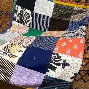 Vintage Handmade Colorful Scrap Patchwork Quilt Throw Anthropologie